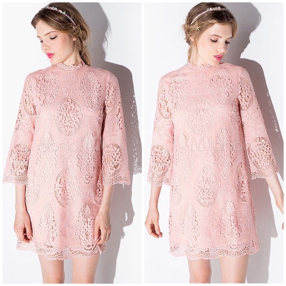 English Factory Dresses & Skirts - English Factory Embroidered Pink Lace Dress S NWOT